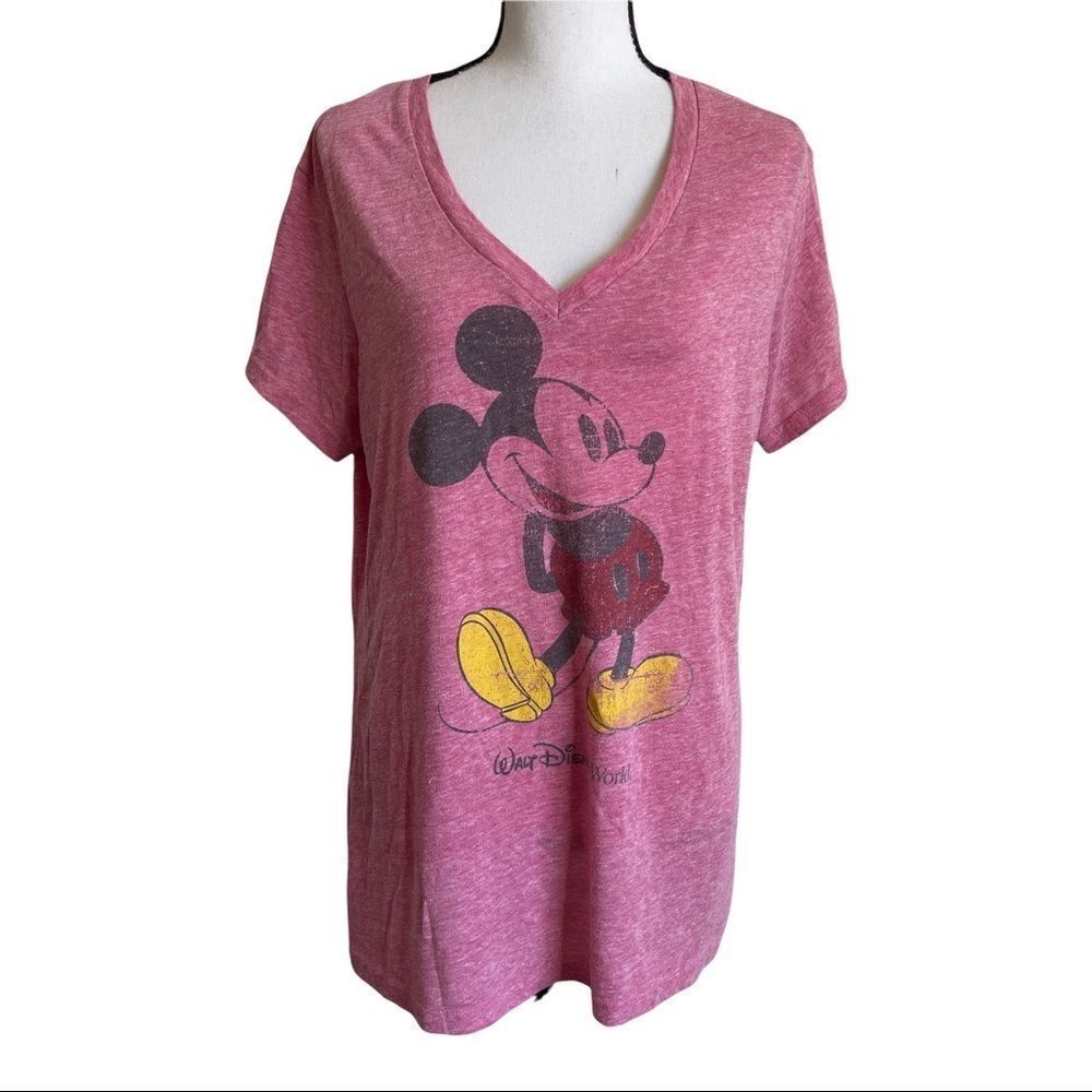 Vintage Disney Mickey Mouse V-Neck Tee Shirt,‎ Burnout Fabric - XXL